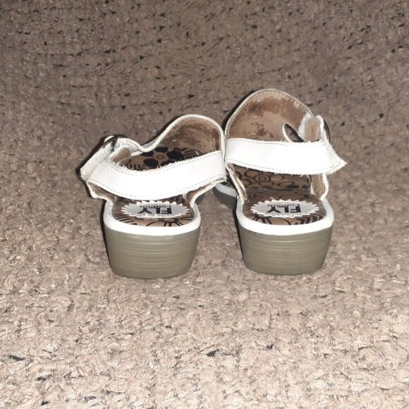 FLY LONDON-Ogla-White Leather-Dbl Buckle-Slingback-Sz 37-Excellent - Picture 6 of 8